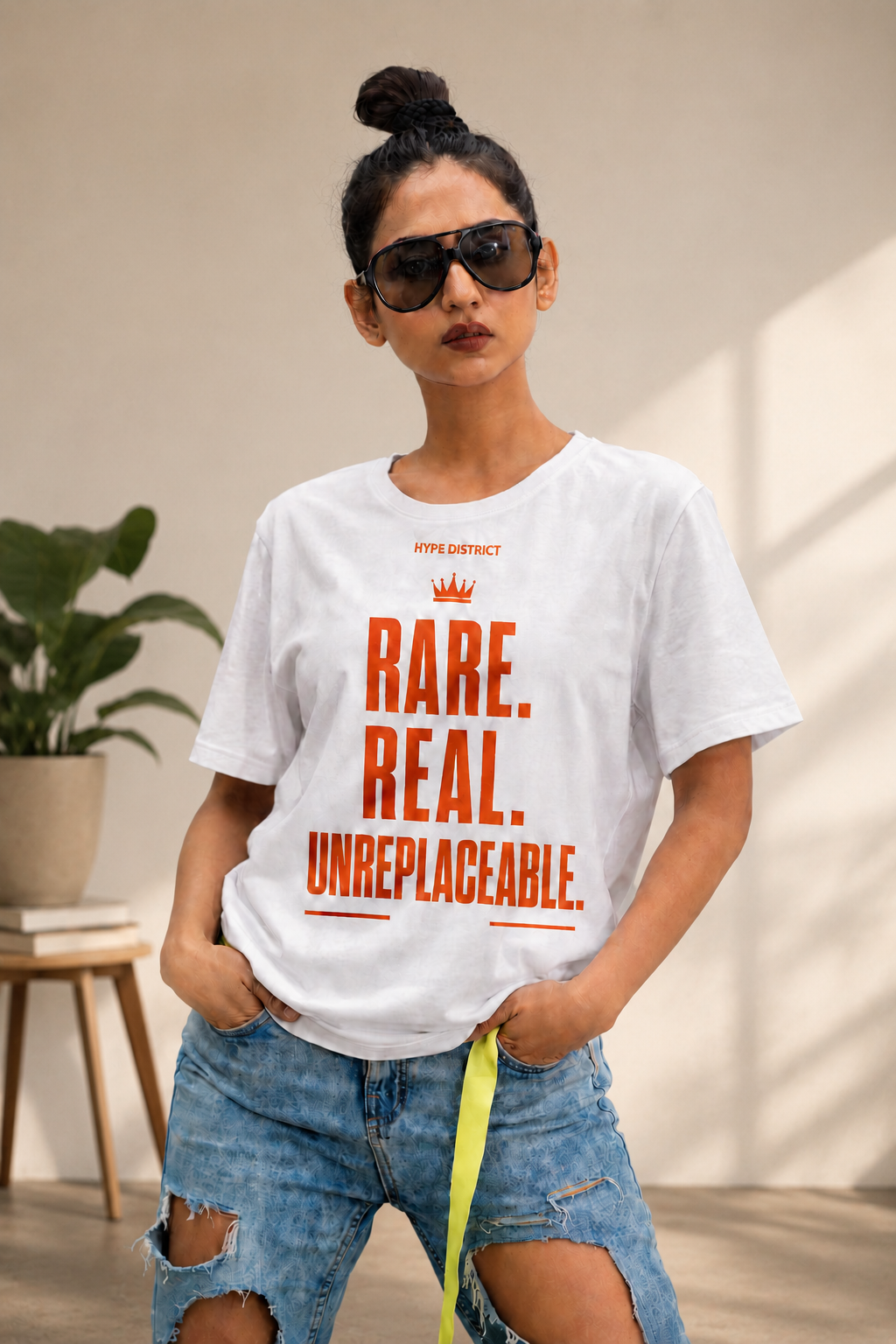 Rare. Real. Unreplaceable.™ Women's Premium Graphic Tee-White