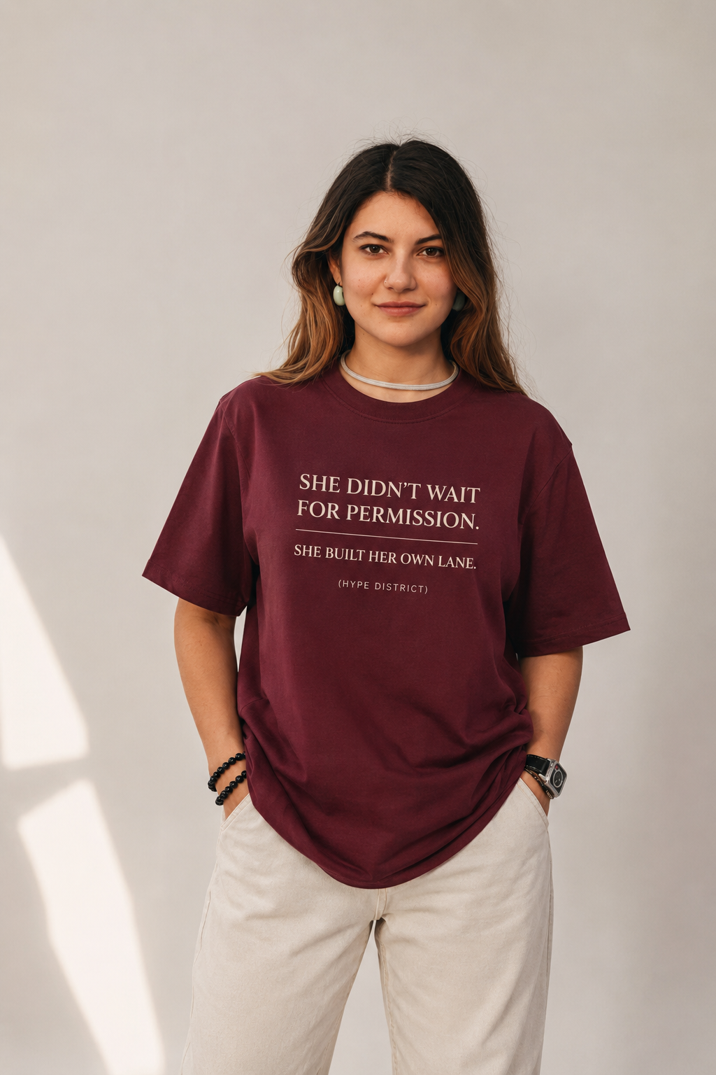 She Built Her Own Lane™ Women's Premium Graphic Tee-maroon