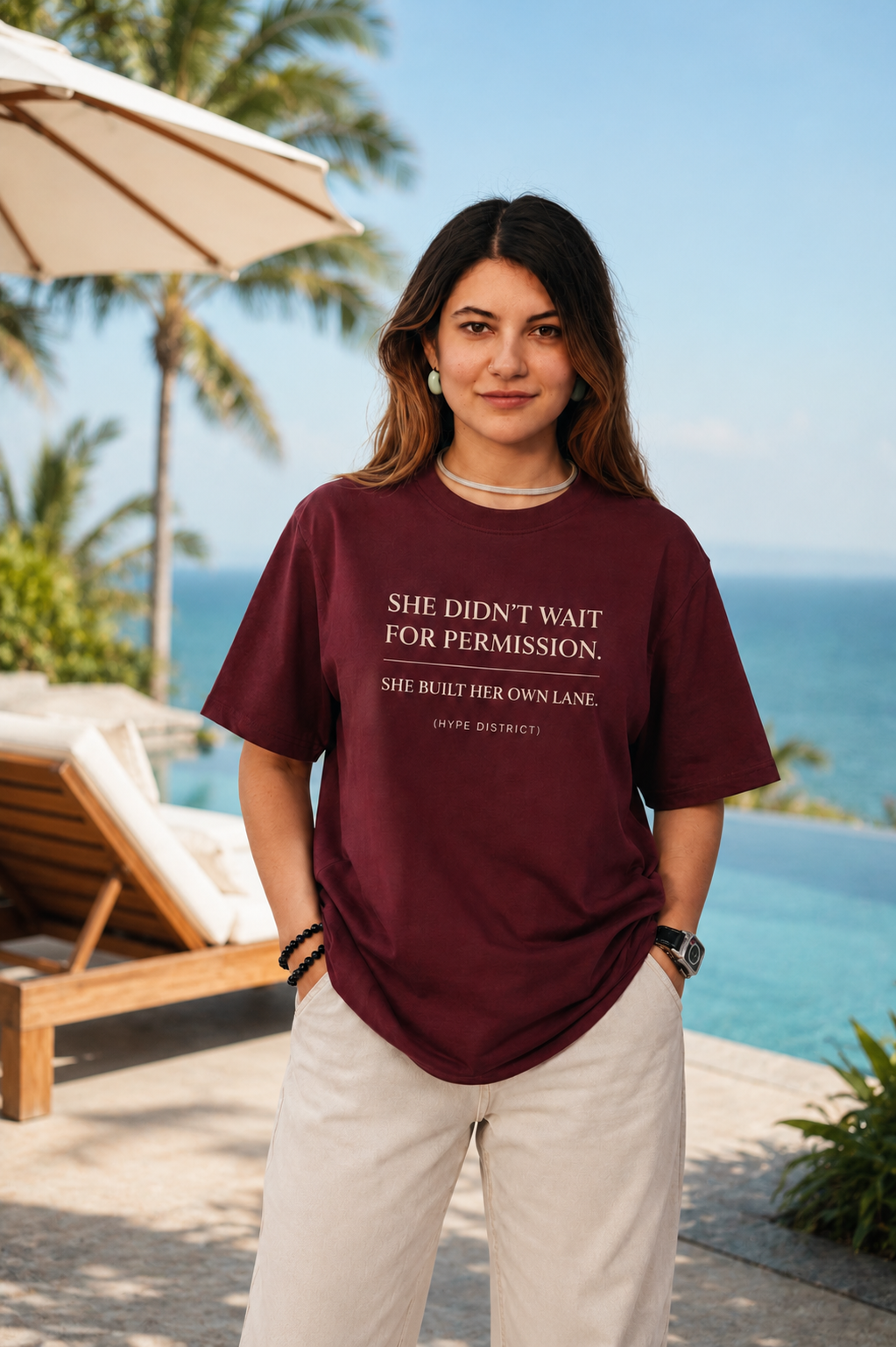 She Built Her Own Lane™ Women's Premium Graphic Tee-maroon