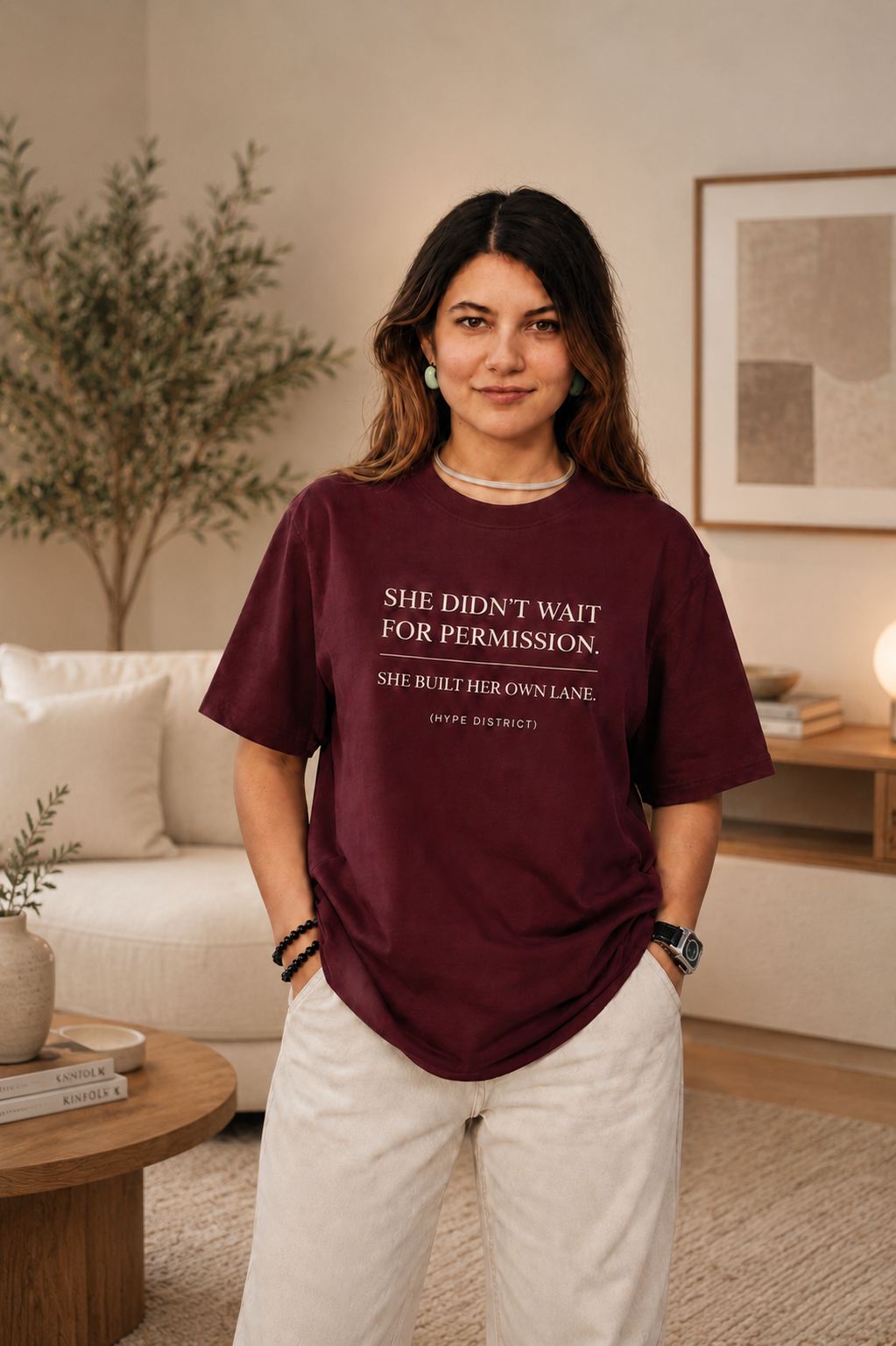 She Built Her Own Lane™ Women's Premium Graphic Tee-maroon