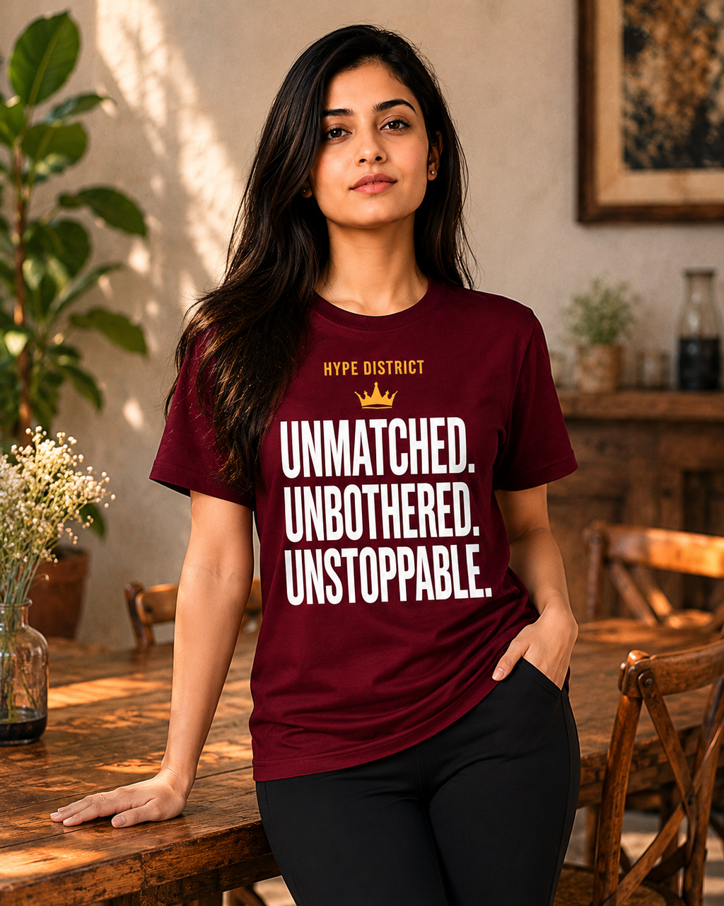 Unmatched Confidence Premium Tee-Maroon
