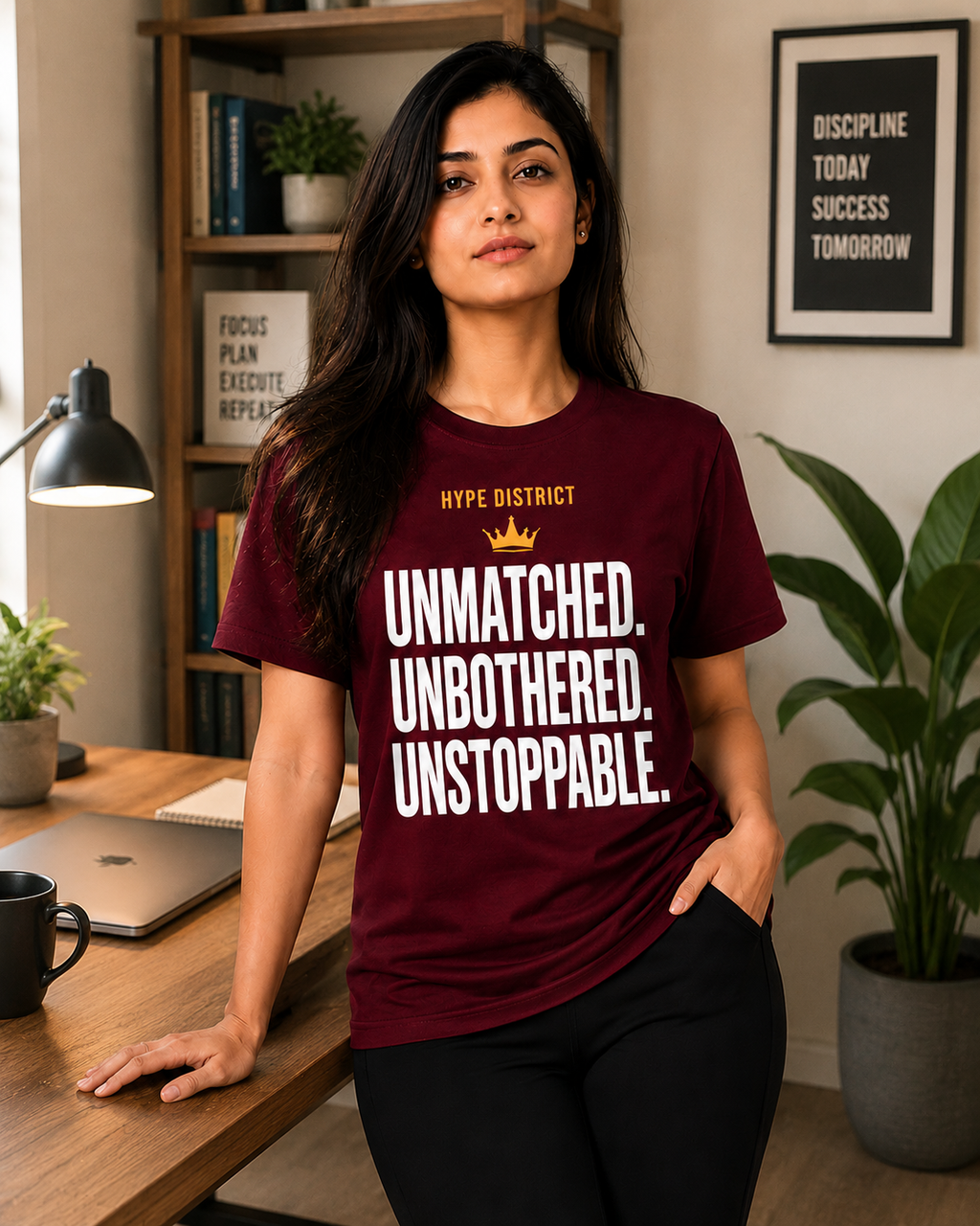Unmatched Confidence Premium Tee-Maroon