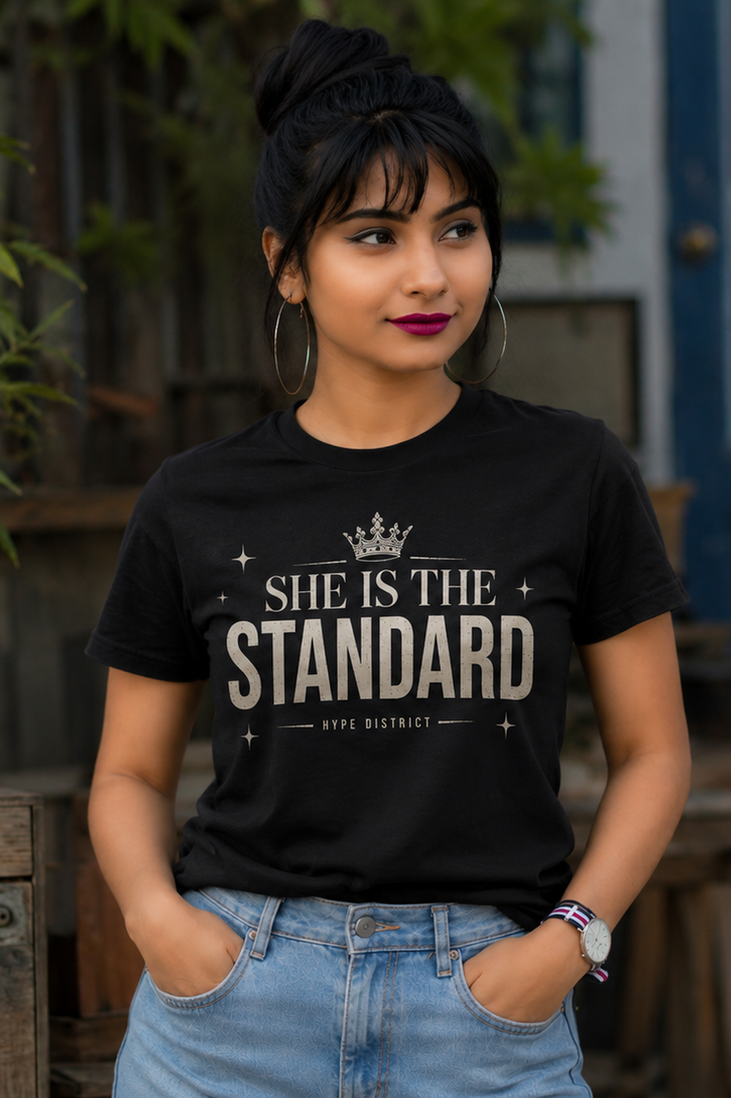 Essential Luxe Cotton Tee-Black